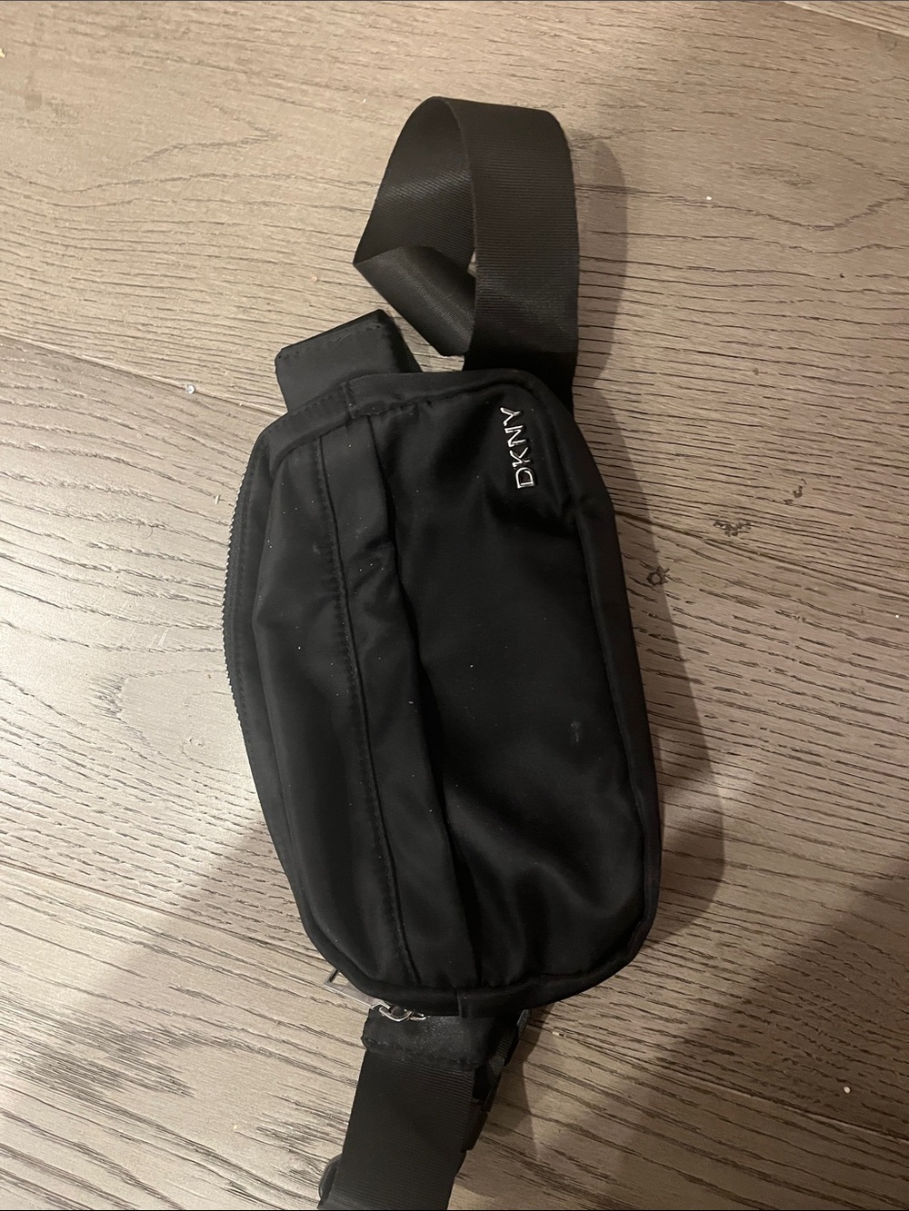 DKNY Black Belt Bag with Silver Logo